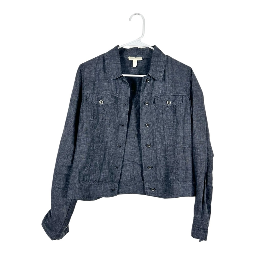 Eileen Fisher 100% Organic‎ Linen Gray Blue Delave Jacket